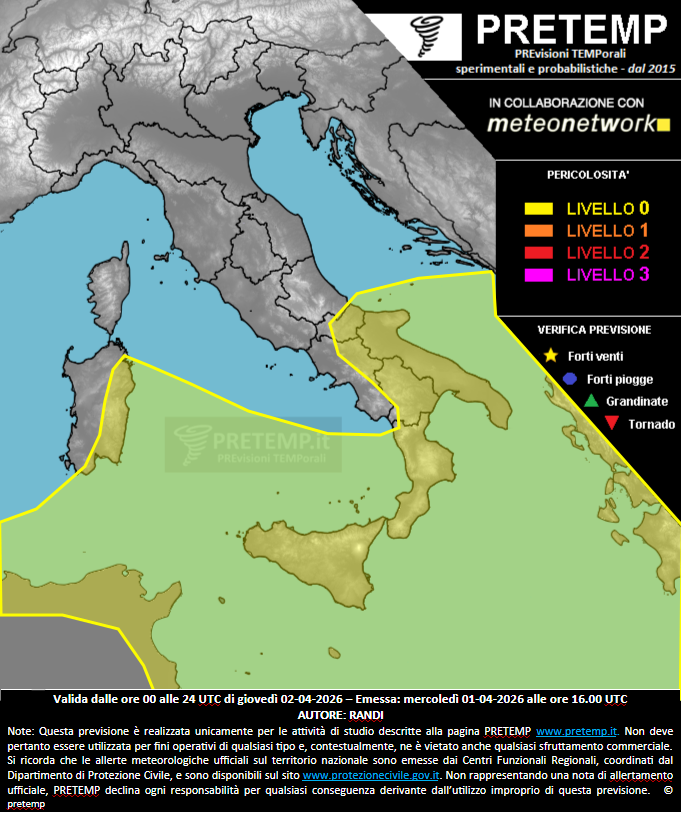 Mappa previsione del 02 aprile 2026