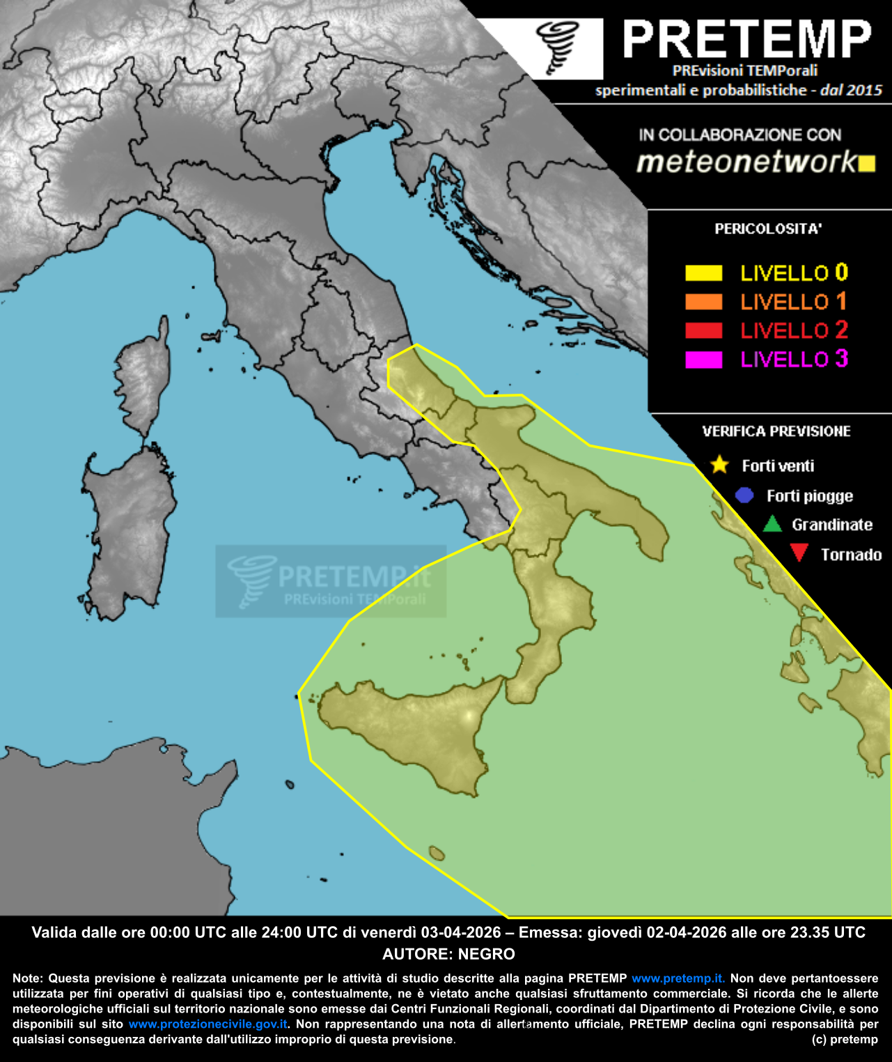 Mappa previsione del 03 aprile 2026