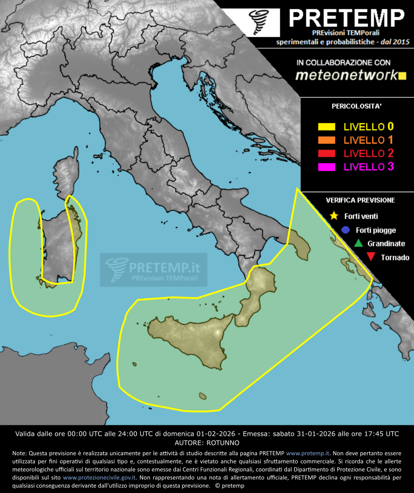 Mappa previsione del 01 febbraio 2026