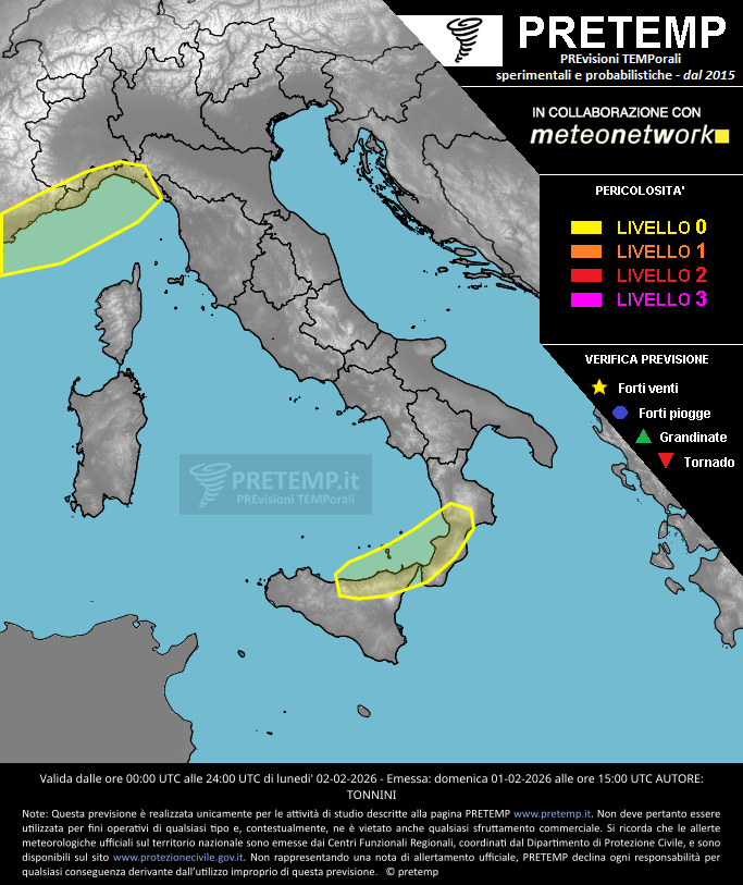 Mappa previsione del 02 febbraio 2026