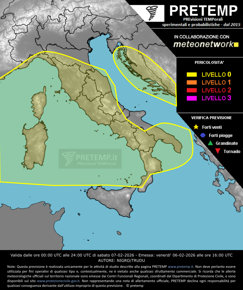 Mappa previsione del 07 febbraio 2026