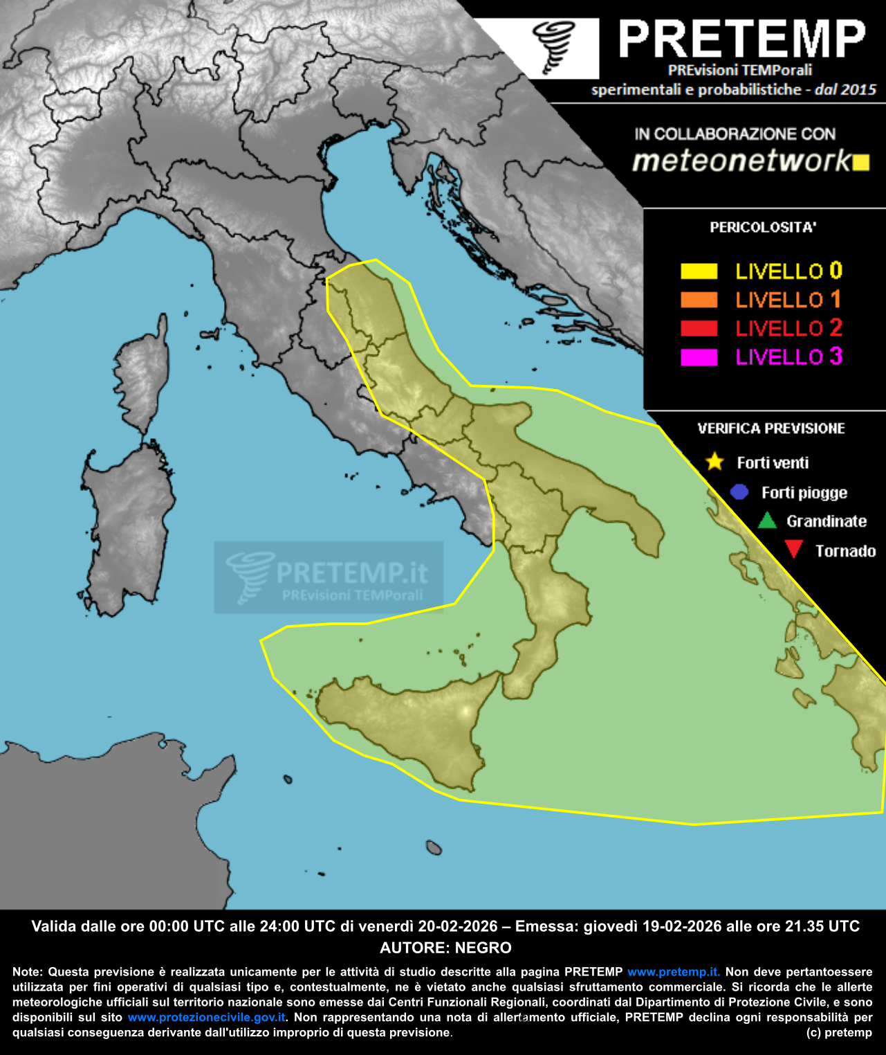 Mappa previsione del 20 febbraio 2026