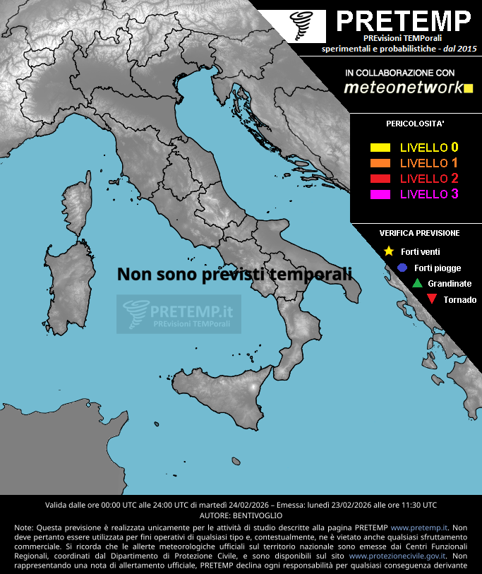 Mappa previsione del 24 febbraio 2026