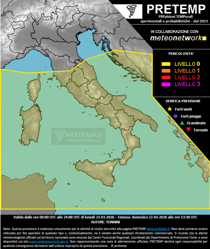 Mappa previsione del 23 marzo 2026
