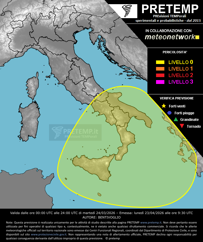 Mappa previsione del 24 marzo 2026