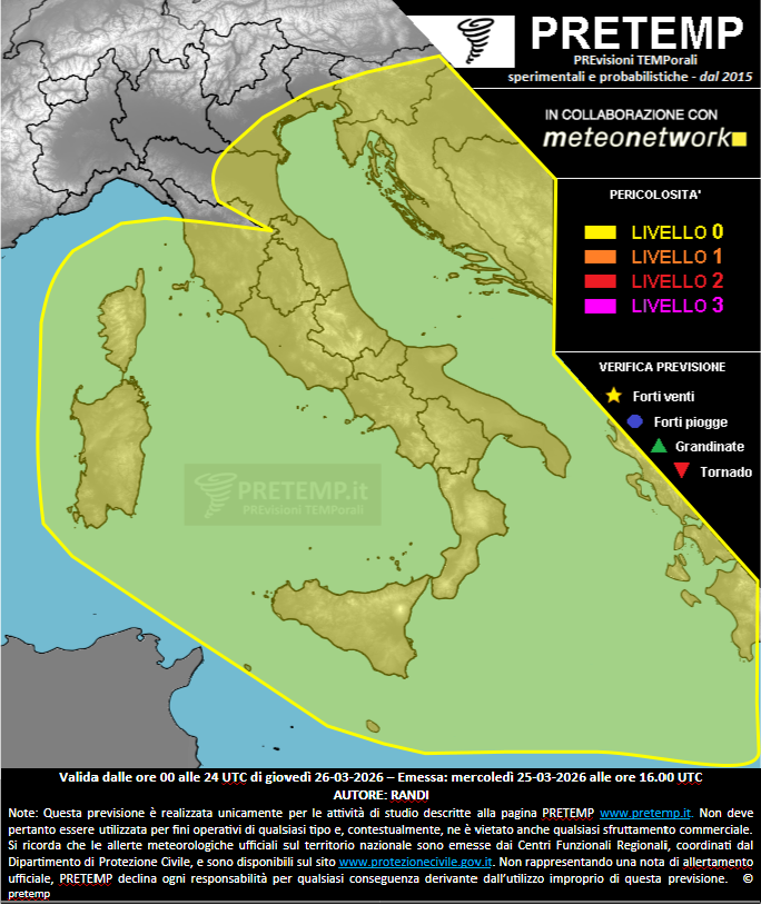 Mappa previsione del 26 marzo 2026
