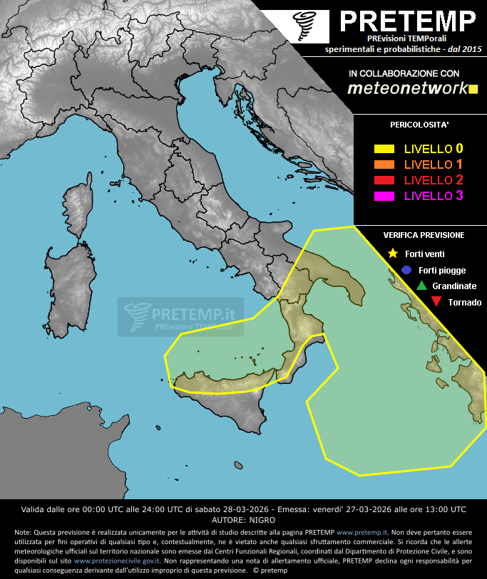 Mappa previsione del 28 marzo 2026