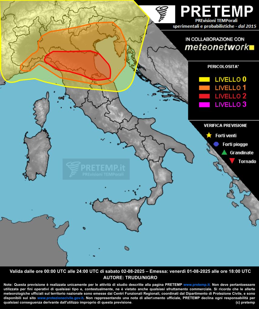 Mappa previsione del 02 agosto 2025