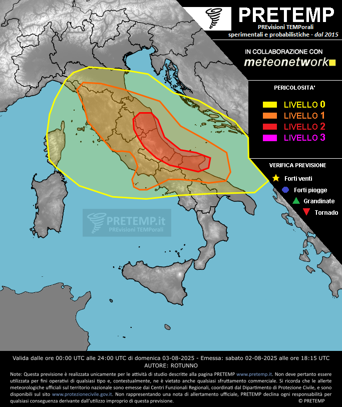 Mappa previsione del 03 agosto 2025