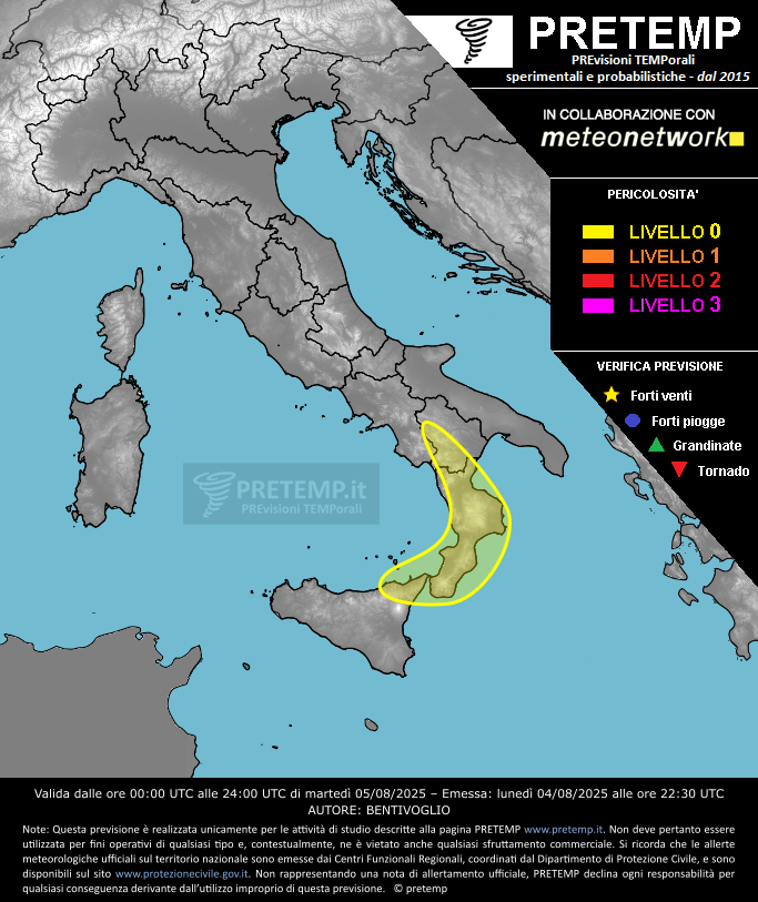 Mappa previsione del 05 agosto 2025