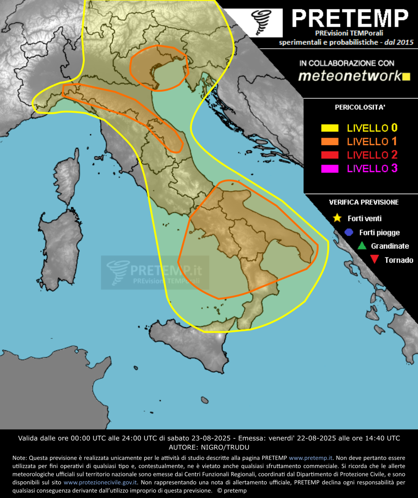 Mappa previsione del 23 agosto 2025