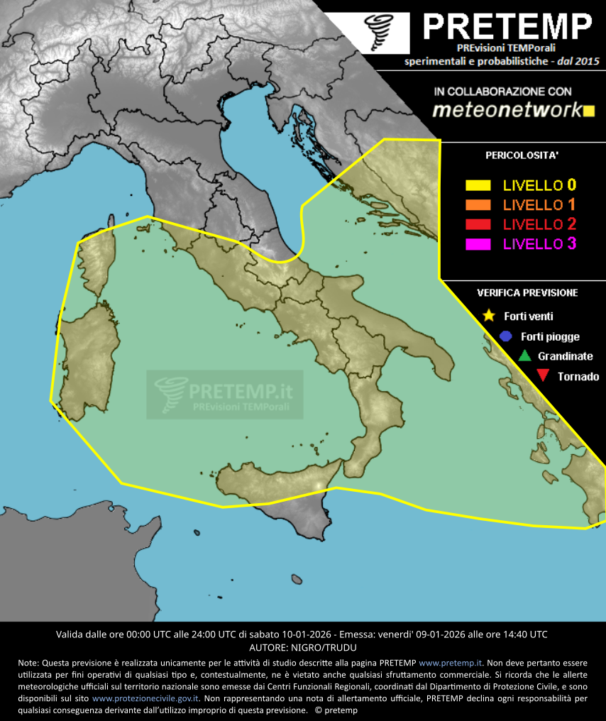 Mappa previsione del 10 gennaio 2026