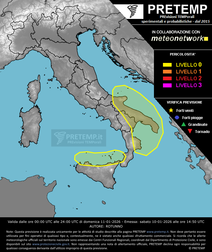 Mappa previsione del 11 gennaio 2026