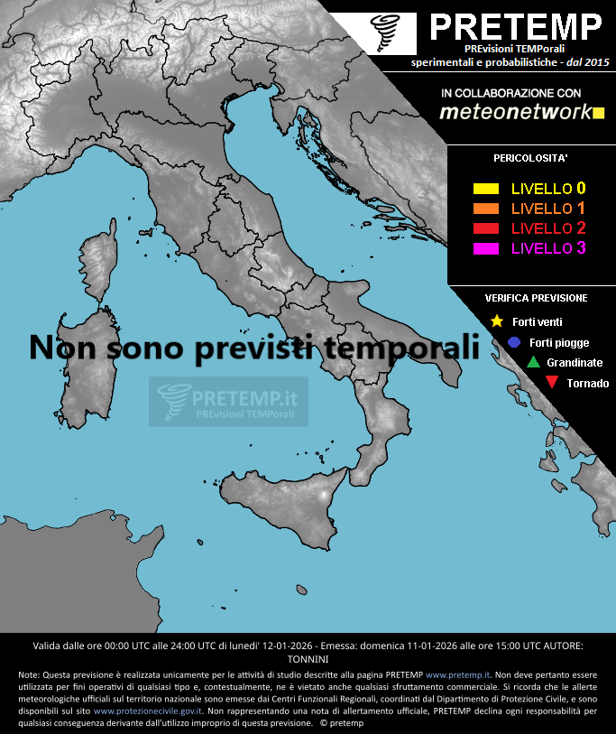 Mappa previsione del 12 gennaio 2026