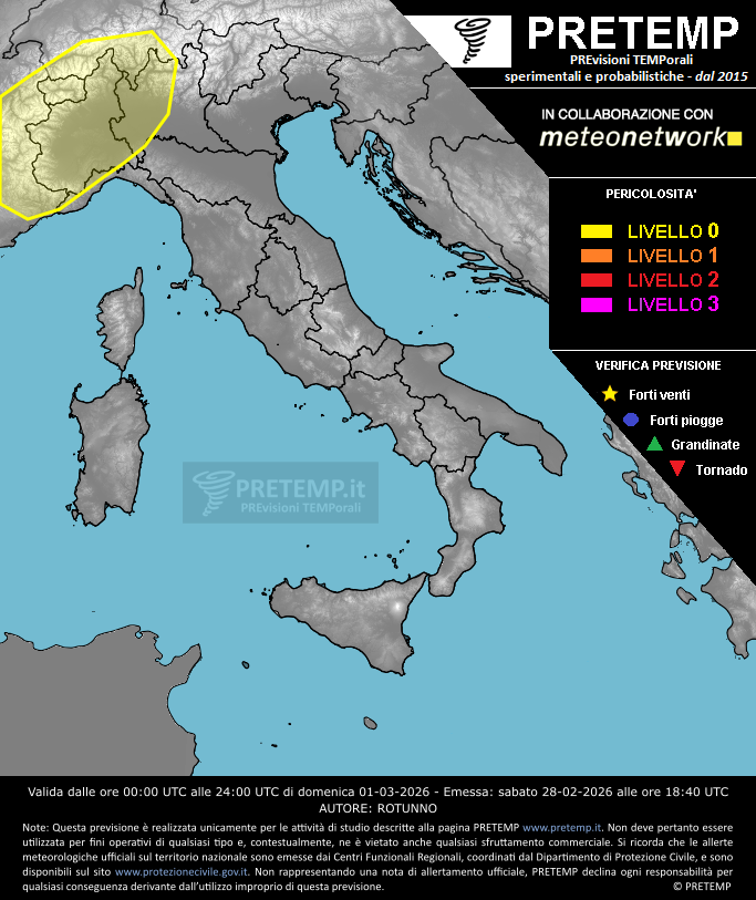 Mappa previsione del 01 marzo 2025