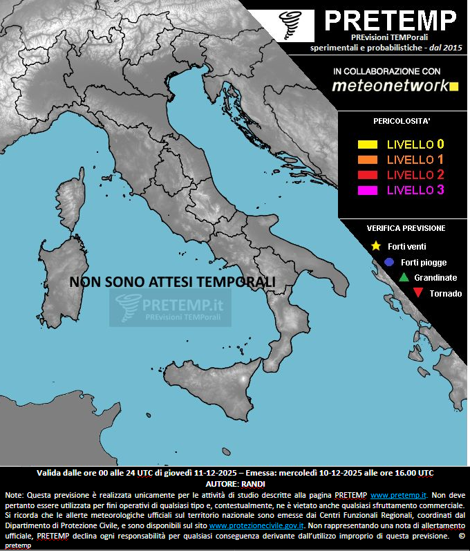 Mappa previsione del 11 dicembre 2025