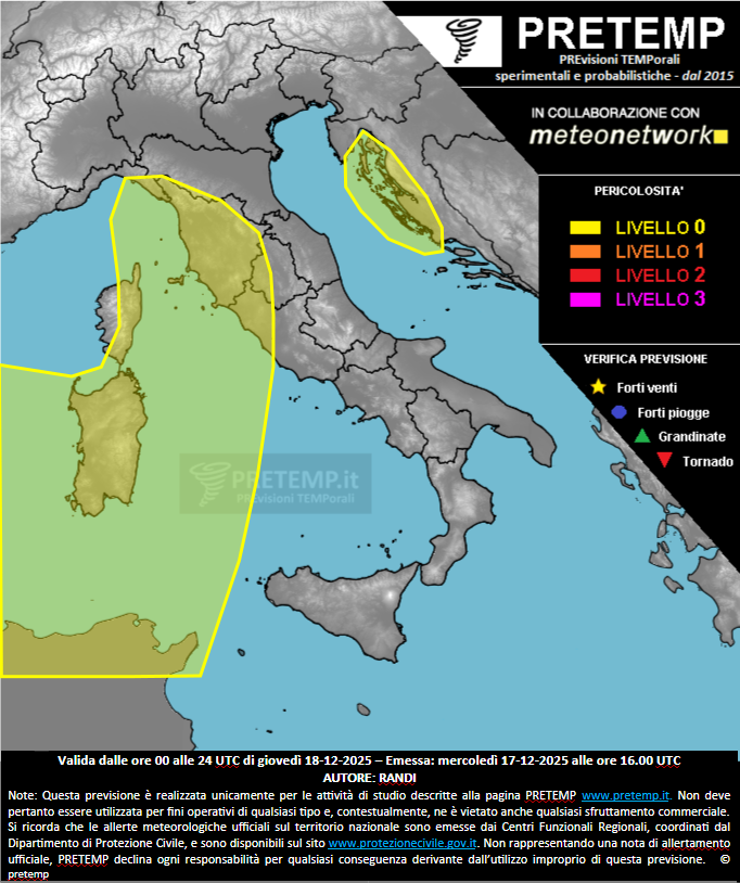 Mappa previsione del 18 dicembre 2025