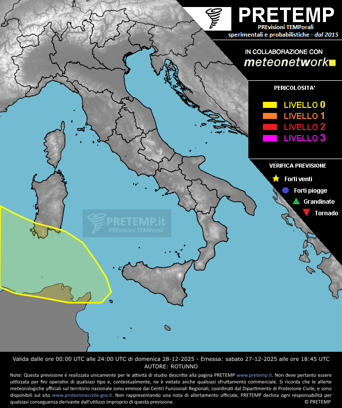 Mappa previsione del 28 dicembre 2025