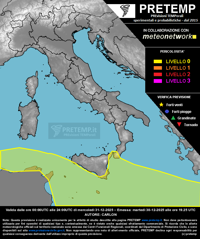 Mappa previsione del 31 dicembre 2025