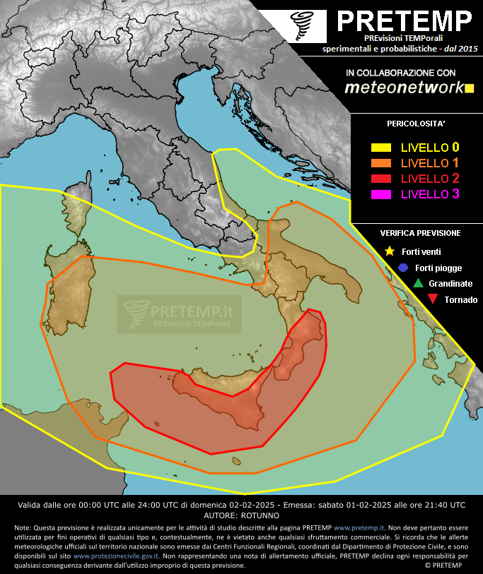 Mappa previsione del 02 febbraio 2025