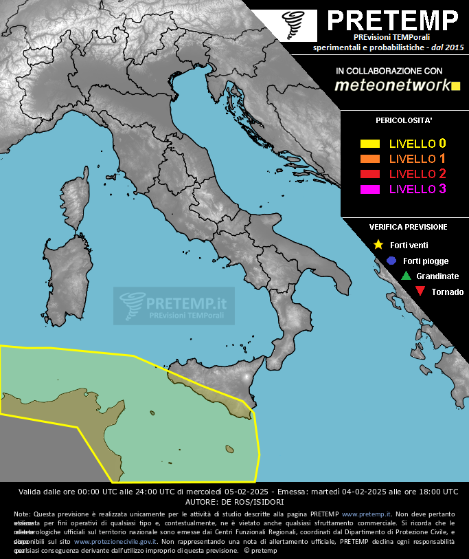 Mappa previsione del 05 febbraio 2025