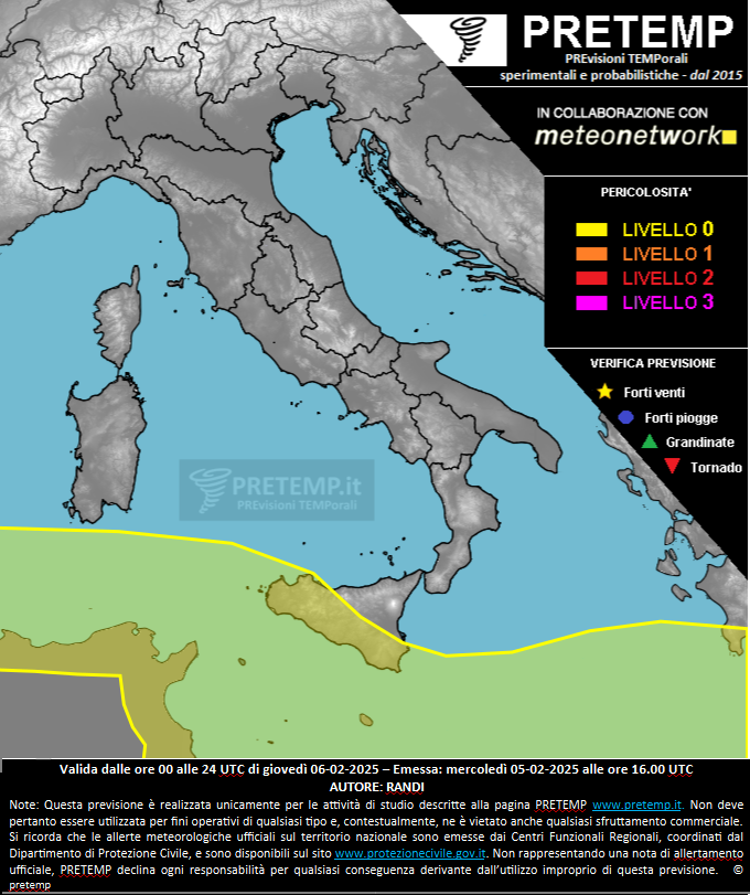 Mappa previsione del 06 febbraio 2025