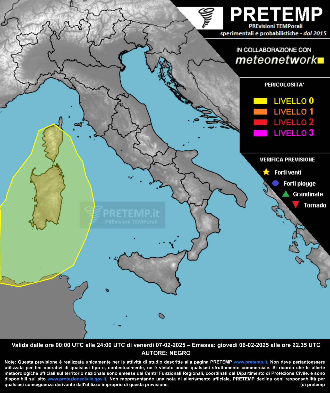 Mappa previsione del 07 febbraio 2025