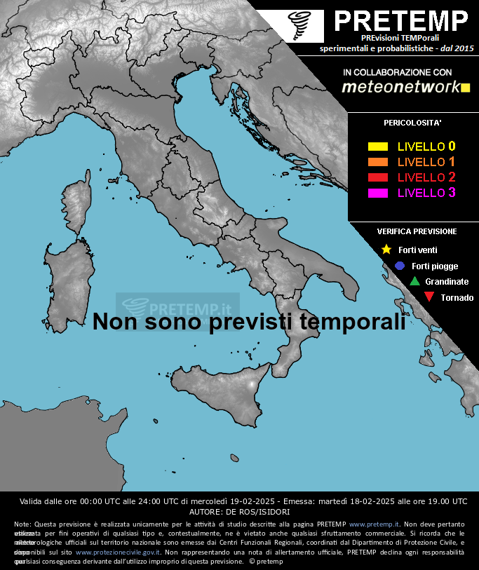 Mappa previsione del 19 febbraio 2025