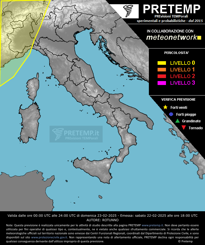 Mappa previsione del 23 febbraio 2025