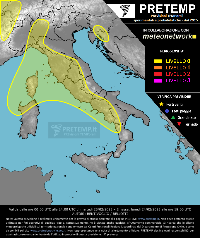 Mappa previsione del 25 febbraio 2025