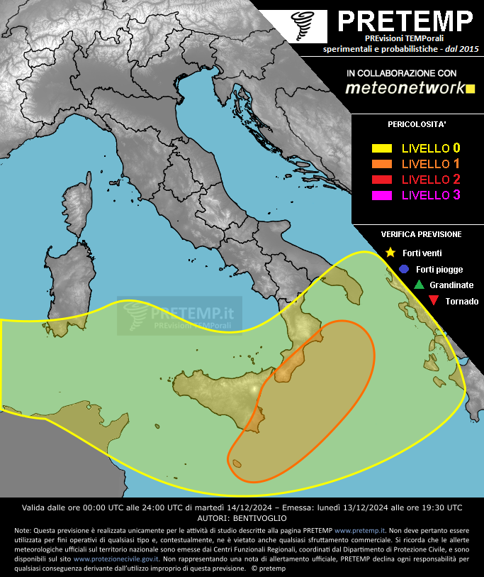 Mappa previsione del 14 gennaio 2025