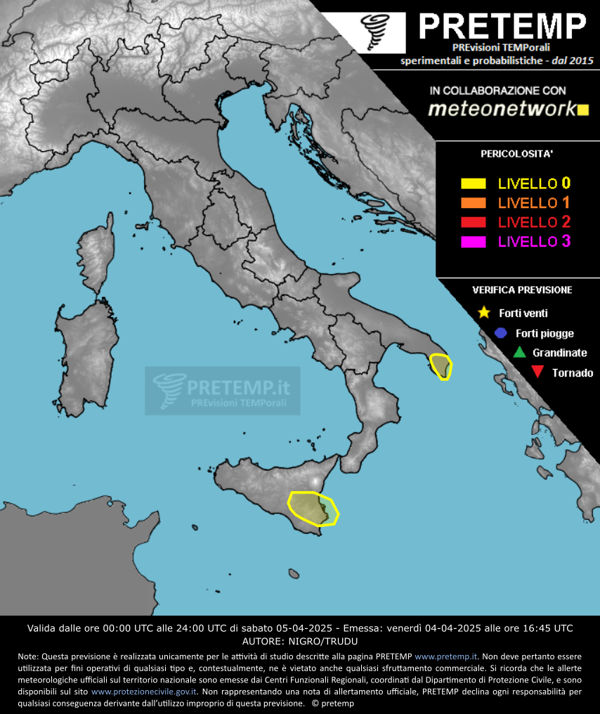 Mappa previsione del 05 aprile 2025