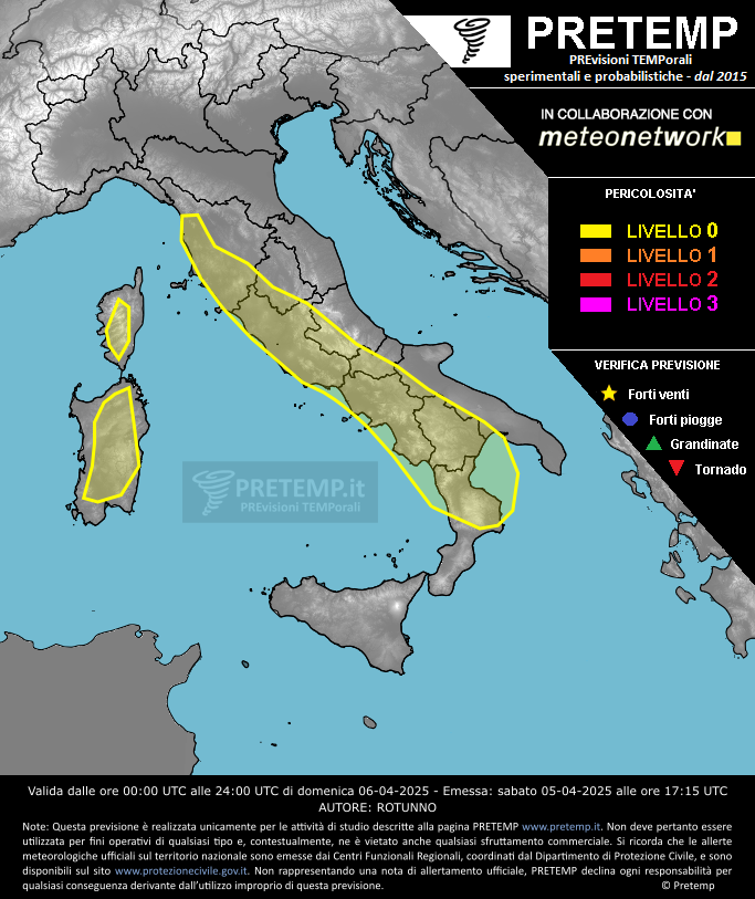 Mappa previsione del 06 aprile 2025