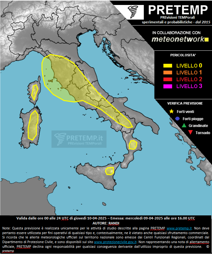Mappa previsione del 10 aprile 2025