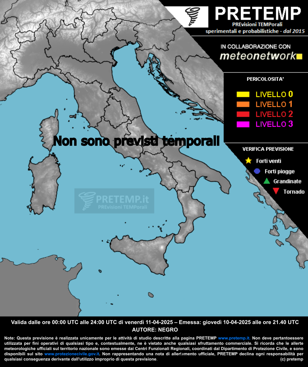Mappa previsione del 11 aprile 2025