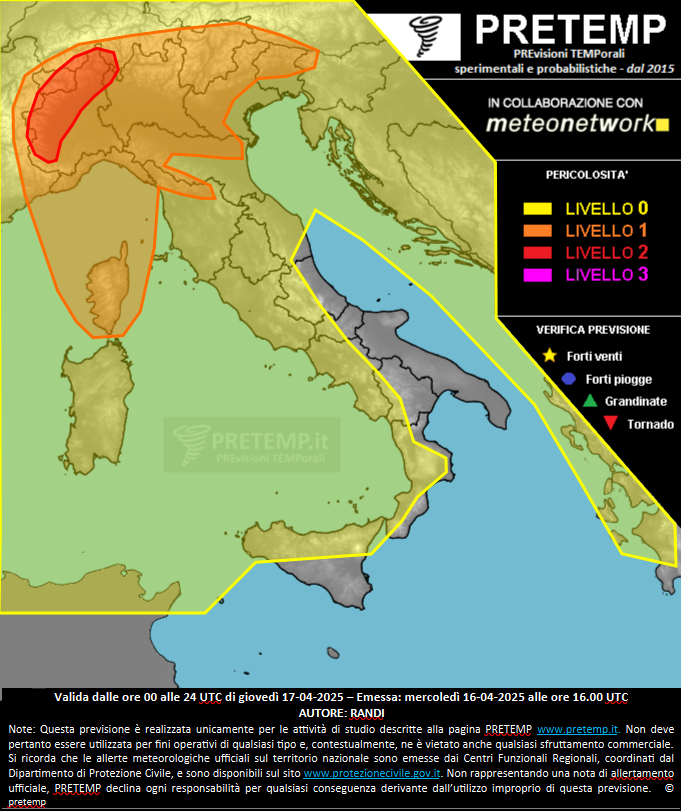 Mappa previsione del 17 aprile 2025