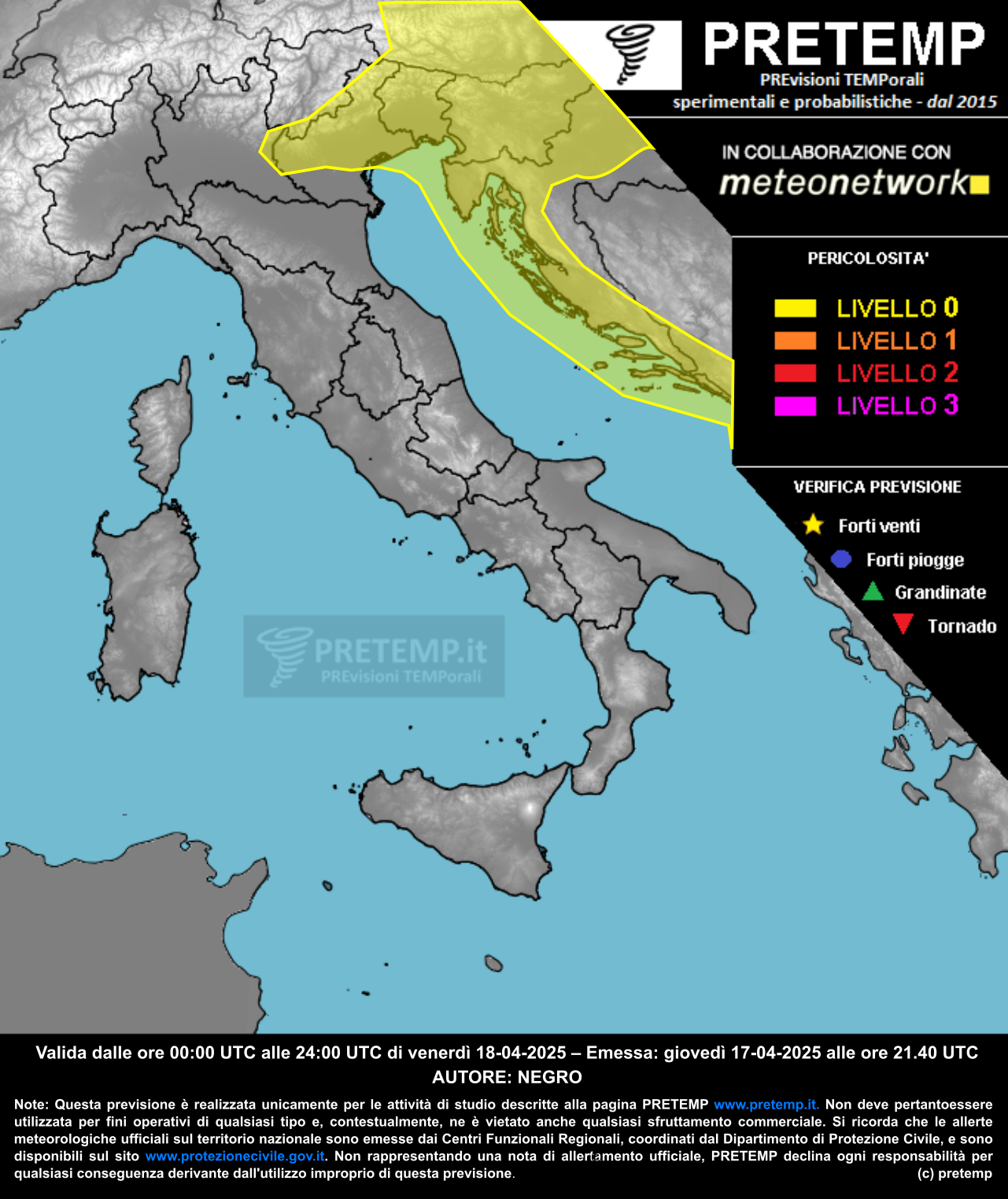 Mappa previsione del 18 aprile 2025