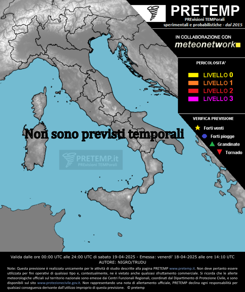 Mappa previsione del 19 aprile 2025