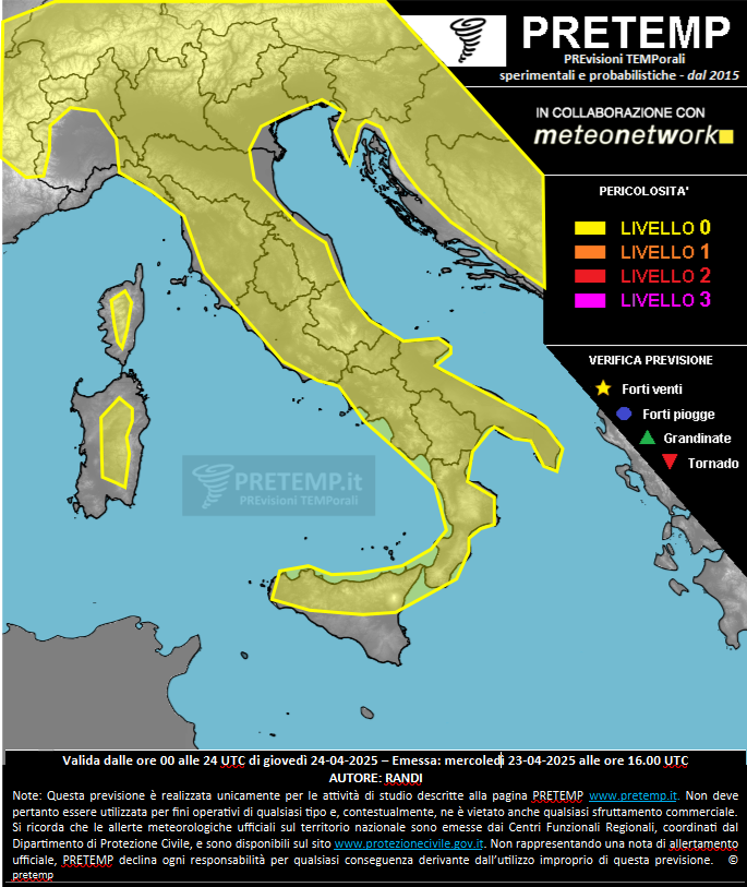 Mappa previsione del 24 aprile 2025