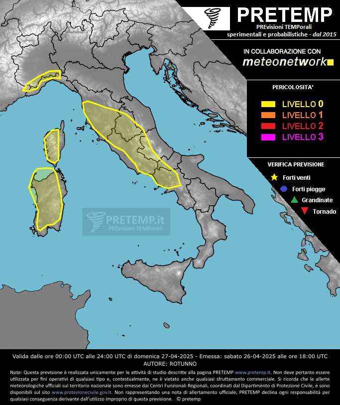 Mappa previsione del 27 aprile 2025