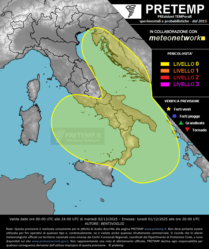 Mappa previsione del 02 dicembre 2025