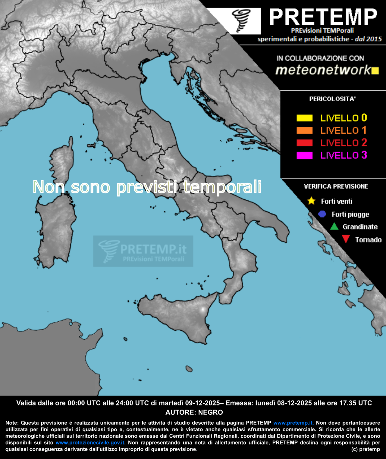 Mappa previsione del 09 dicembre 2025