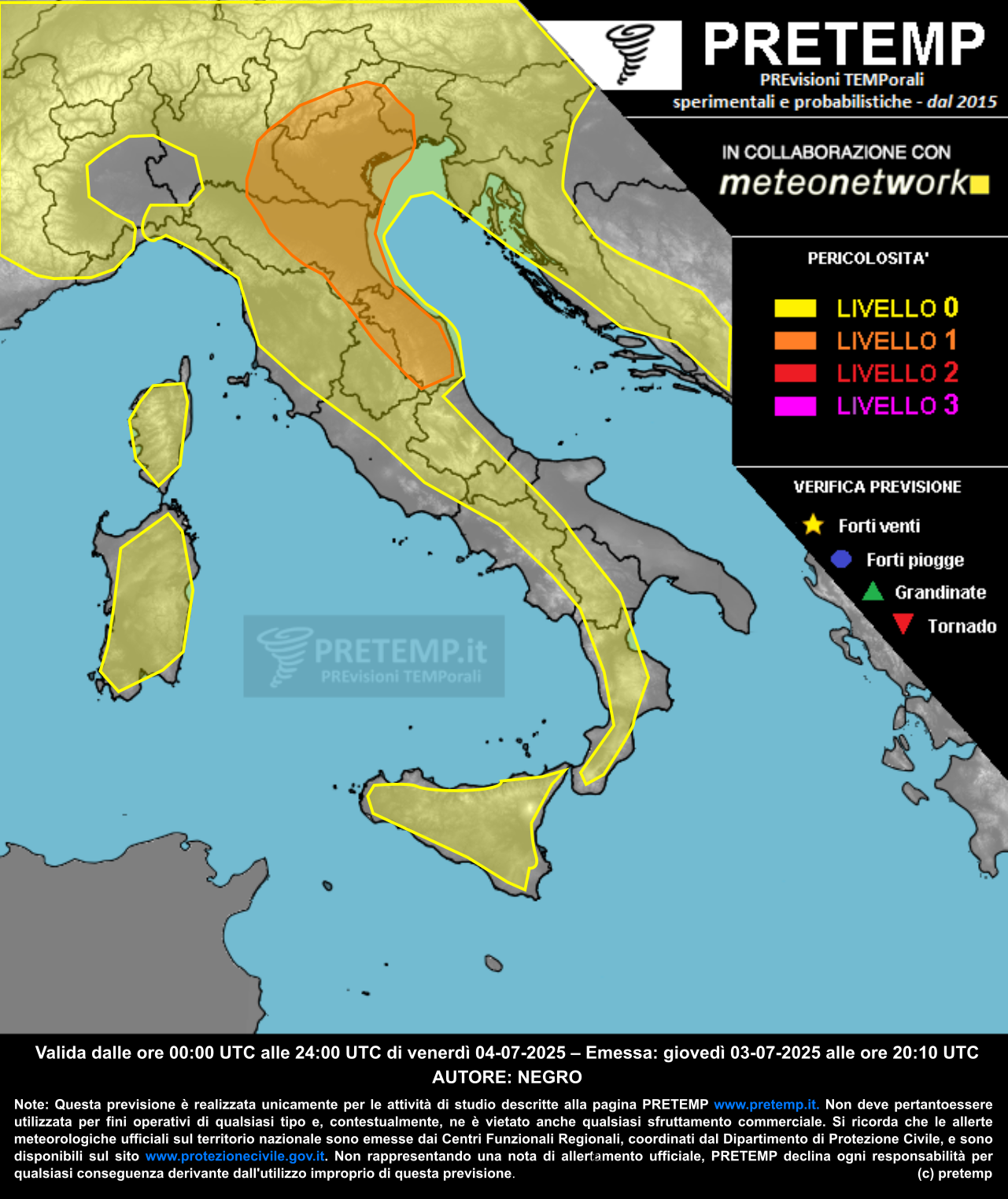 Mappa previsione del 04 luglio 2025