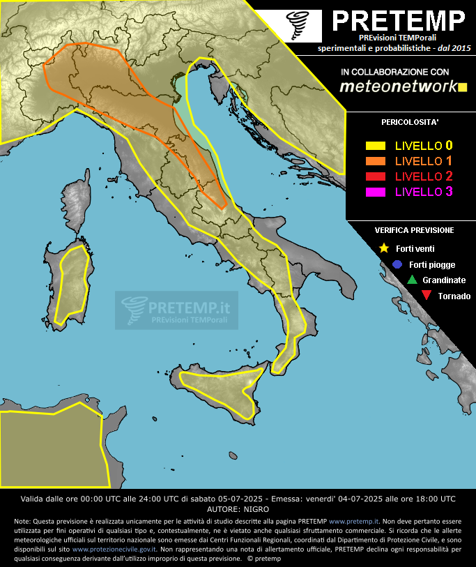 Mappa previsione del 05 luglio 2025