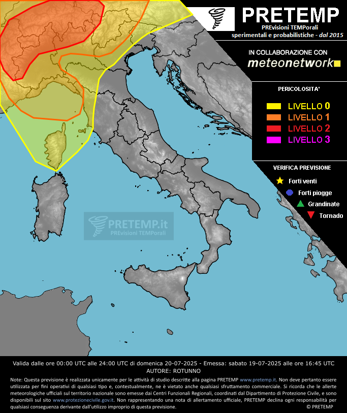 Mappa previsione del 20 luglio 2025