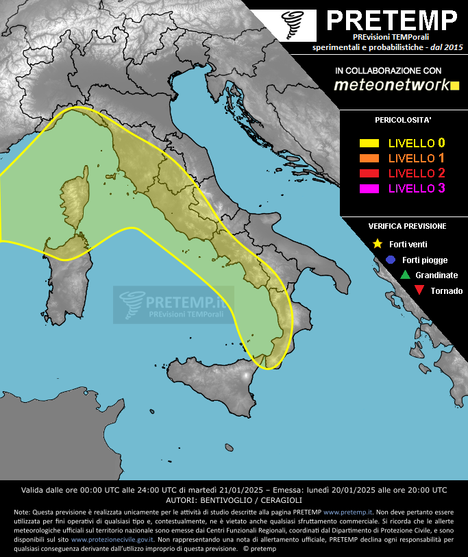 Mappa previsione del 21 gennaio 2025
