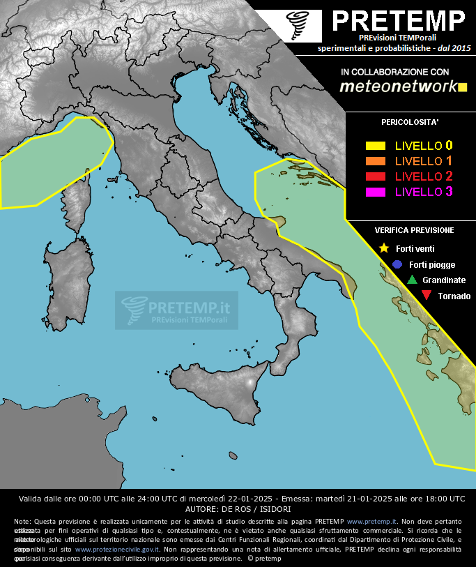 Mappa previsione del 22 gennaio 2025