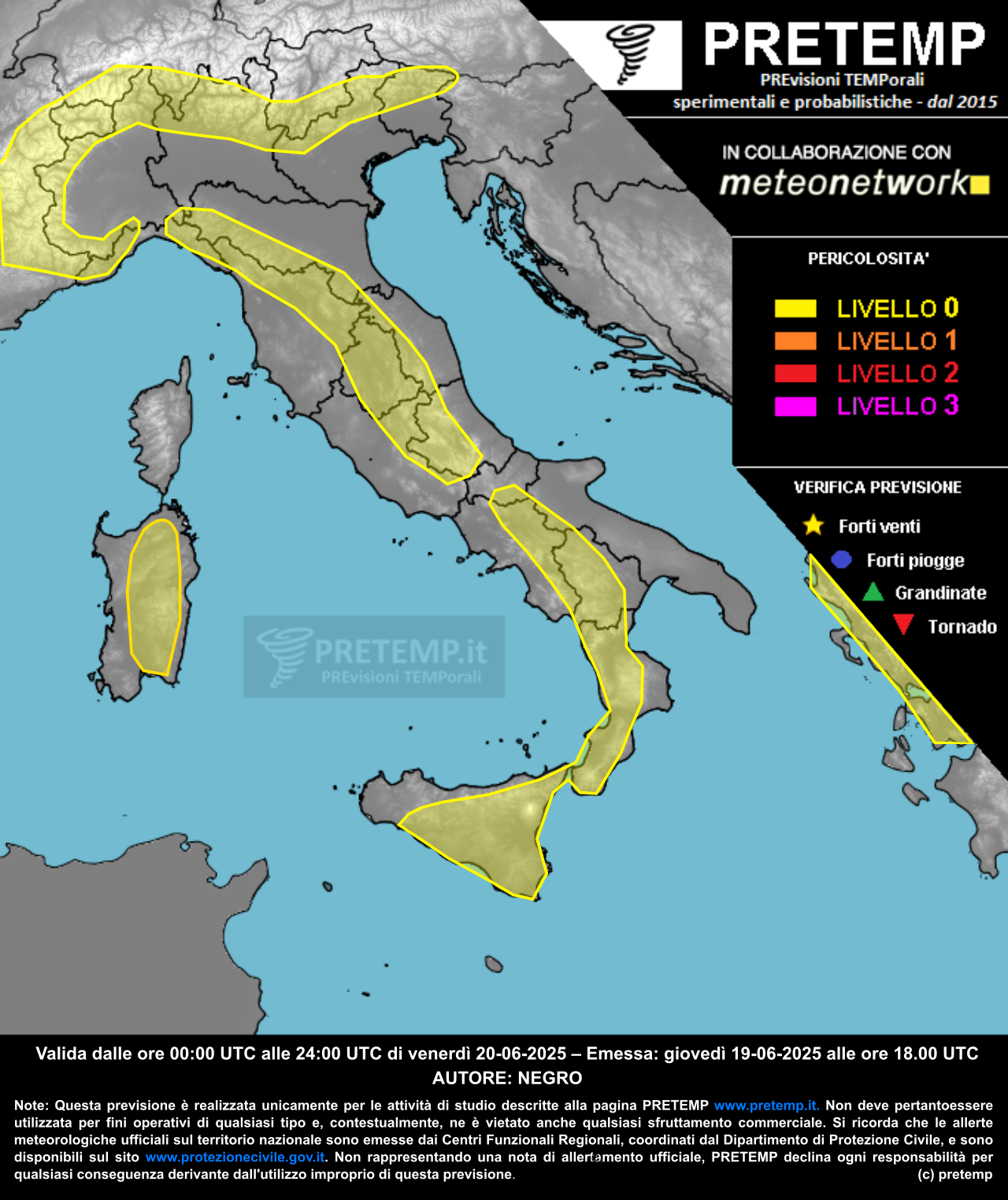 Mappa previsione del 20 giugno 2025