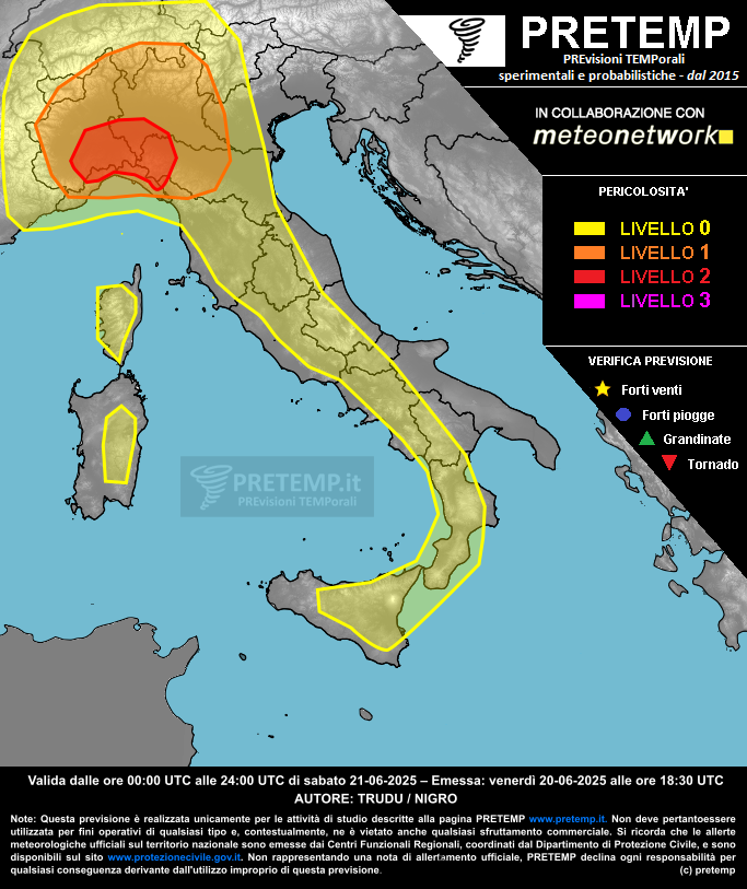 Mappa previsione del 21 giugno 2025