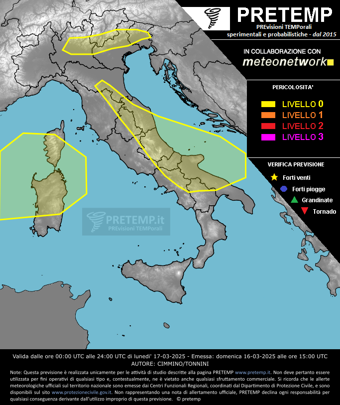 Mappa previsione del 17 marzo 2025